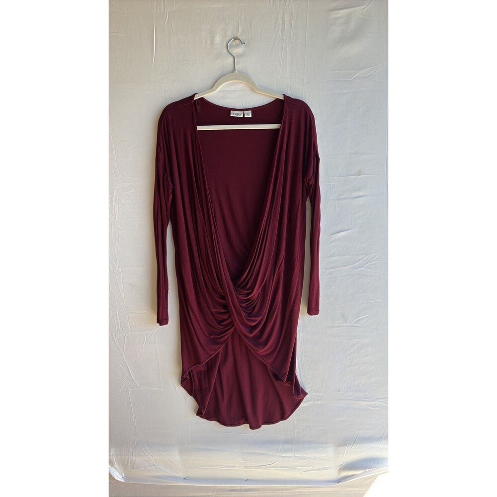 Cato Women's Burgundy Drape Front Knit Tunic Top